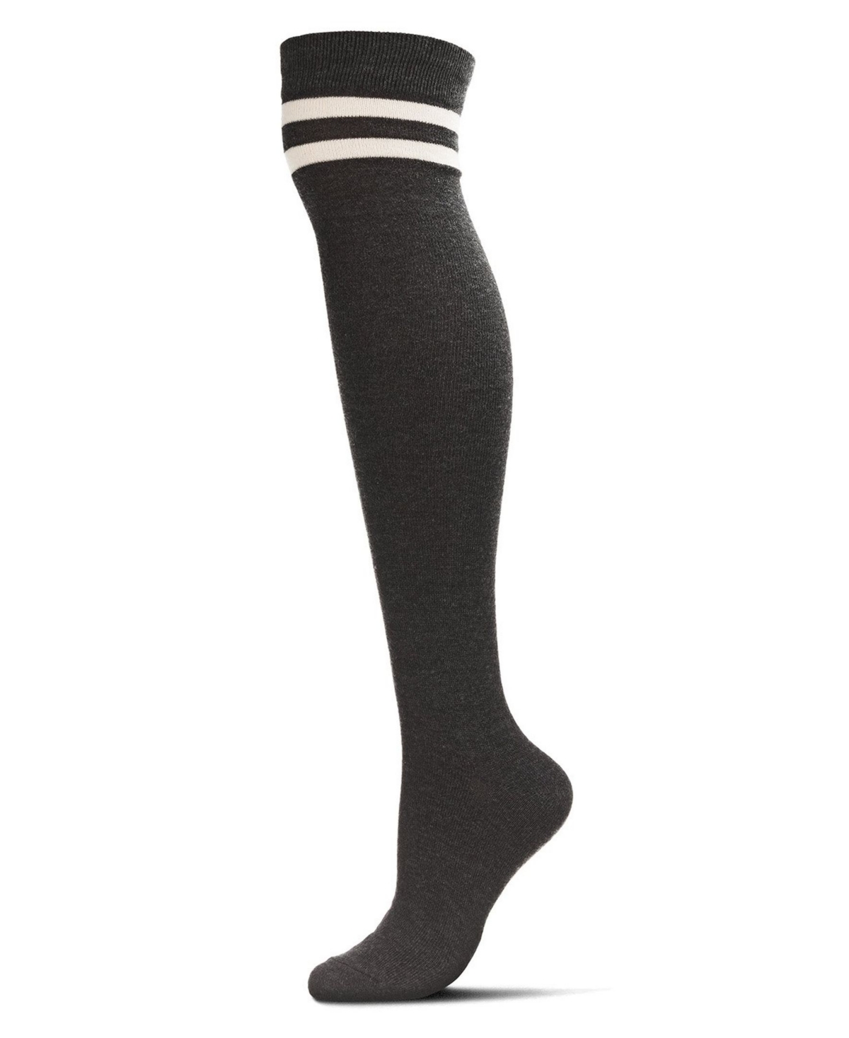 Women's Top Stripe Cashmere Blend Over The Knee Warm Socks - Winter White