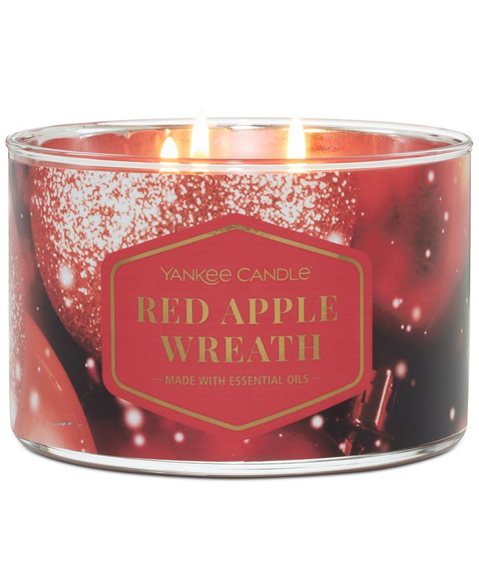 Yankee Candle Novelty ThreeWick Red Apple Wreath Candle Macy's