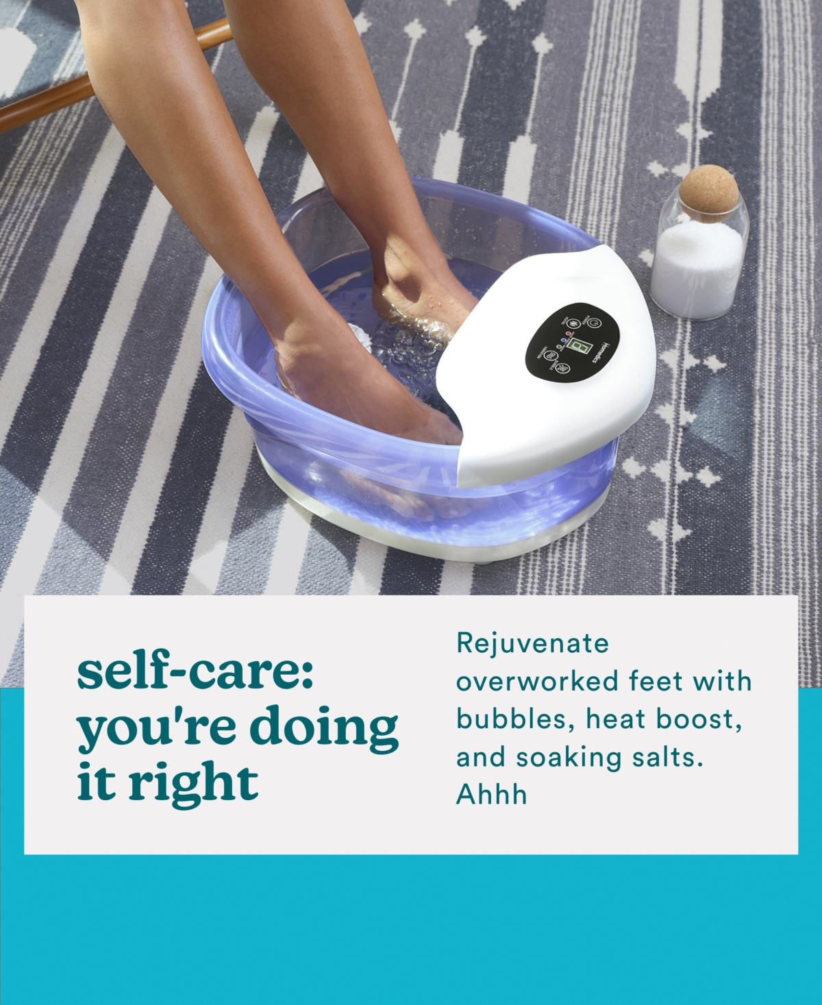 HoMedics BubbleSpa + Epsom Salt Heated Foot Bath