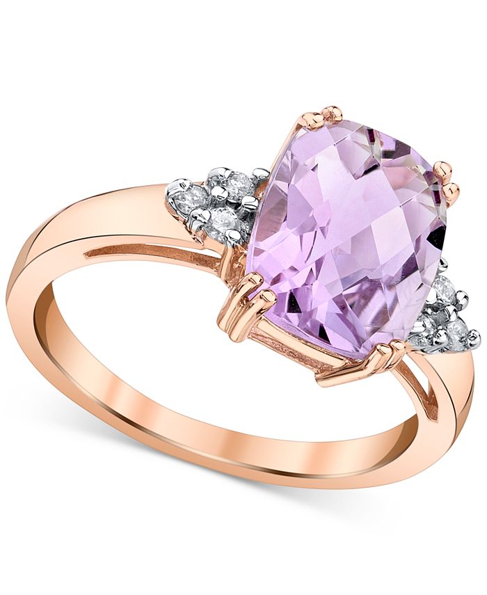 Macy's - Pink Amethyst (2-7/8 ct. t.w.) & Diamond (1/10 ct. t.w.) Ring in 14k Rose Gold