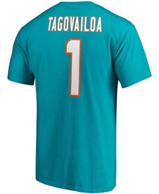 Men's Tua Tagovailoa Aqua Miami Dolphins Player Icon Name and Number T-shirt