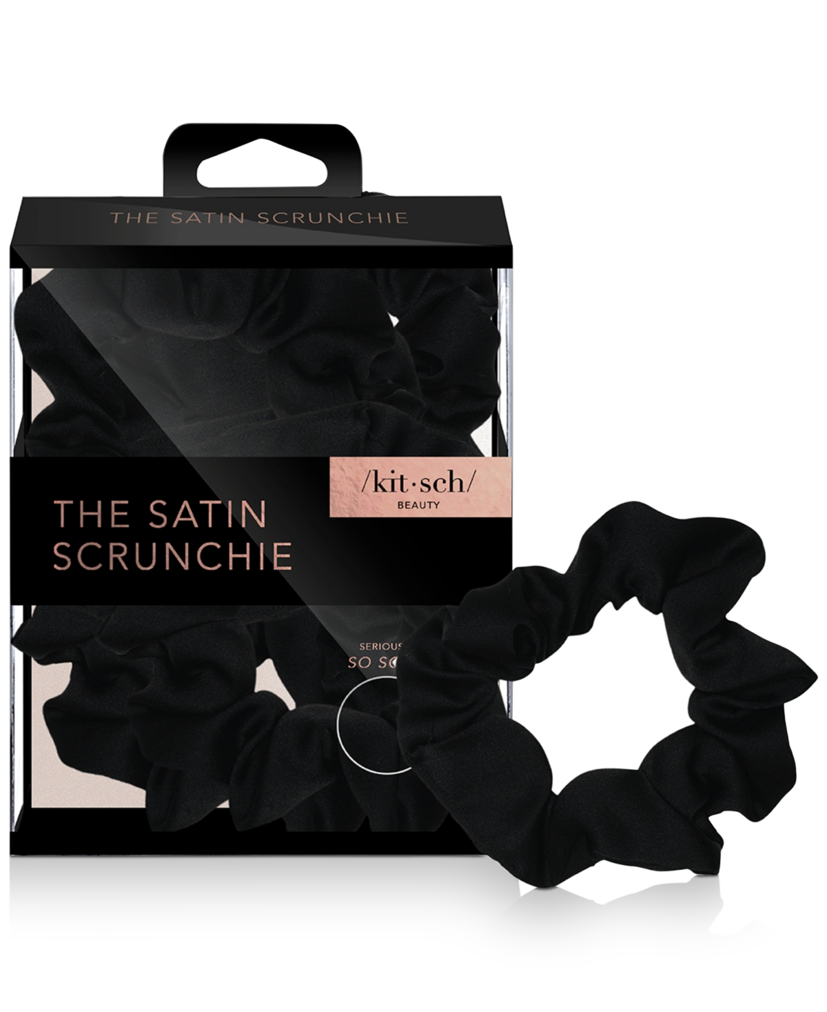 Kitsch Satin Sleep Scrunchies, Set Of 5 In Black