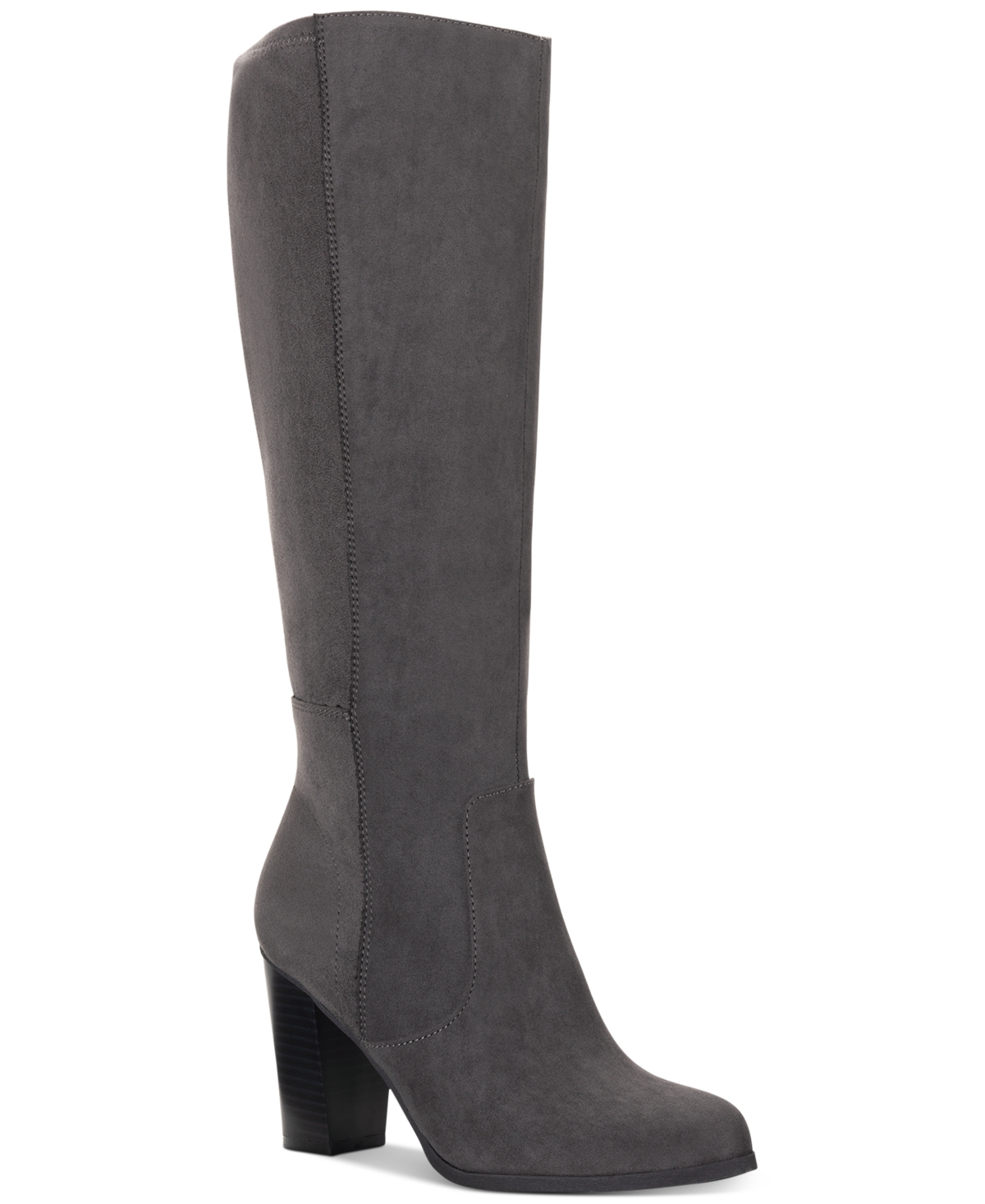 Style & Co Women's Addyy Knee High Wide Calf Dress Boots, Created For Macy's In Gray