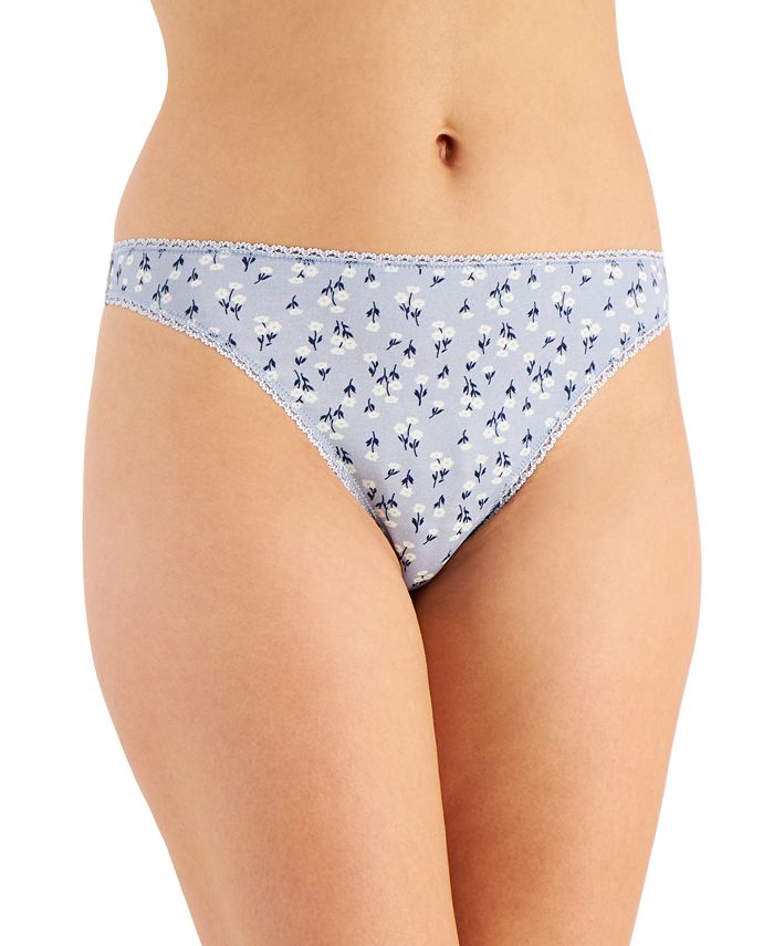 Charter Club Floral Cotton Thong Underwear, Created for Macy's - Macy's