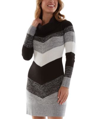 Juniors' Cowlneck Colorblocked Sweater Dress
