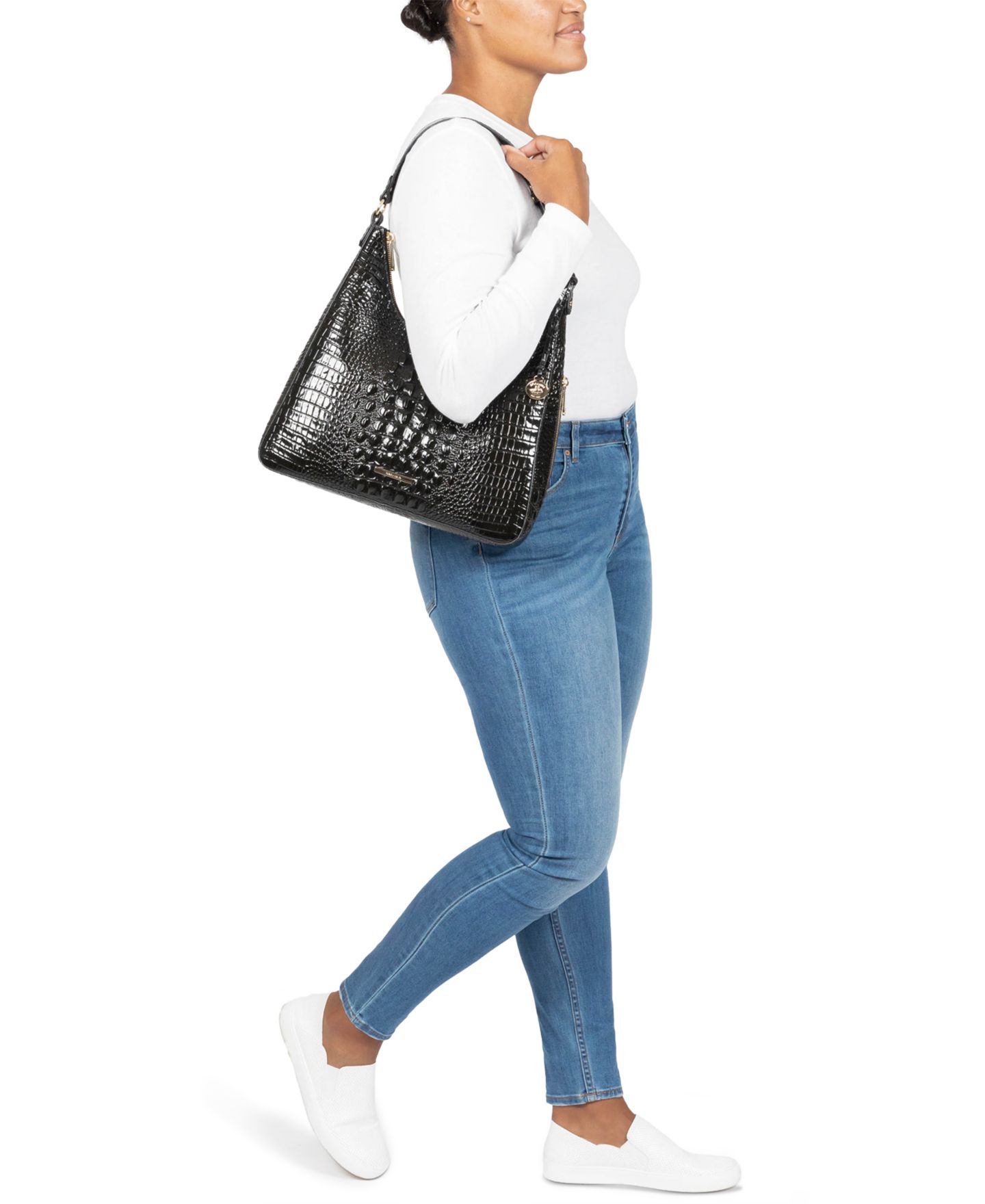 Женская сумка Brahmin Tabitha Medium Leather Shoulder, цвет: Чёрный — фото 6