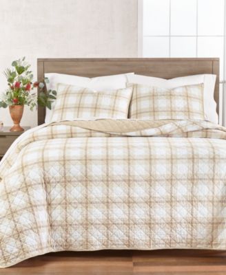 Martha Stewart Collection - Tan Plaid King Quilt, Created for Macys