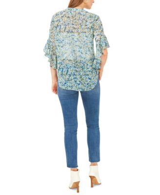 Vince Camuto Floral-Print Ruffled Top - Macy's