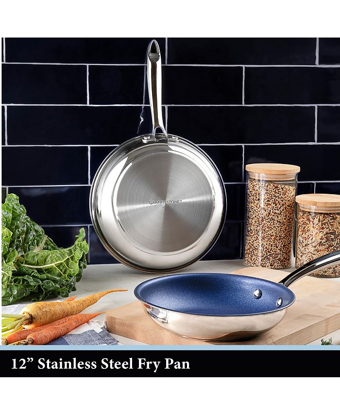 Granite Stone Diamond 12 in. Blue Stainless Steel TriPly Base Nonstick