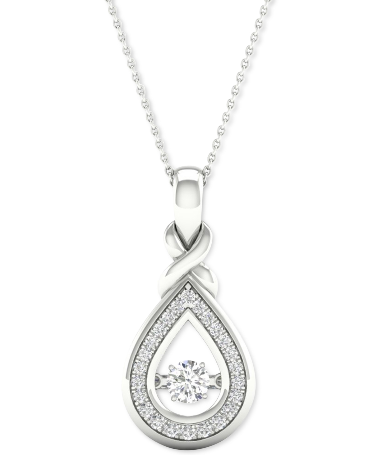 Diamond Teardrop Halo 18" Pendant Necklace (1/4 ct. t.w.) in 10k White Gold - White Gold