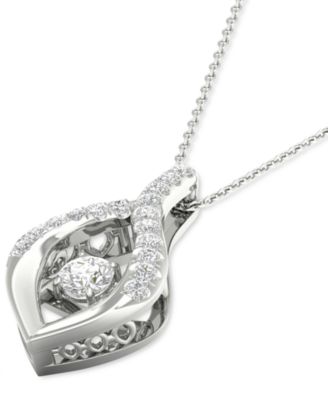 Diamond Wishbone 18" Pendant Necklace (1/4 ct. t.w.) in 10k White Gold
