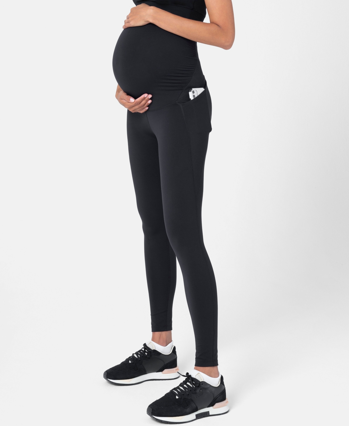 Shop Seraphine Women's Active Support Soft-touch Sage Maternity Leggings In Black