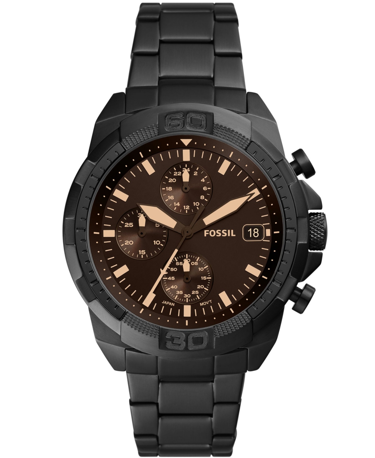 Men's Bronson Chronograph Black Stainless Steel Bracelet Watch 44mm - Black