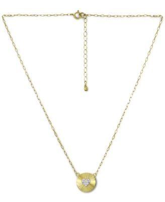 Cubic Zirconia Heart Cluster Disc Pendant Necklace, 16" + 2" extender, Created for Macy's