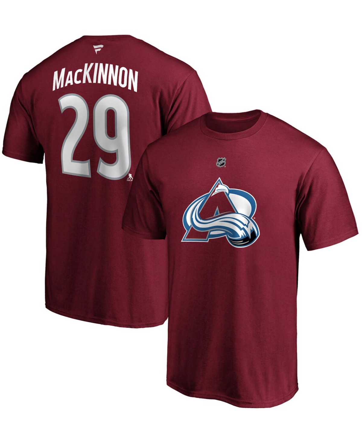 Fanatics Men's Nathan MacKinnonColorado Avalanche Team Authentic Stack Name and Number T-Shirt - Burgundy