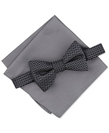 Men's Mini Neat Pre-Tied Bow Tie & Solid Pocket Square Set, Created for Macy's