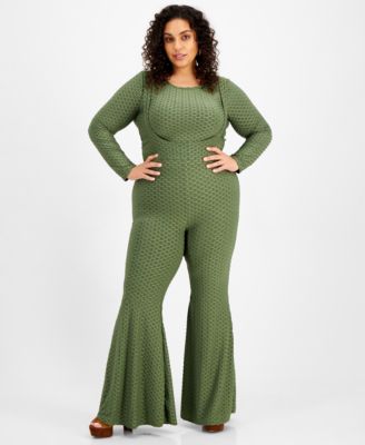 FULL CIRCLE TRENDS - Trendy Plus Size Cropped Top &  Suspender Pants