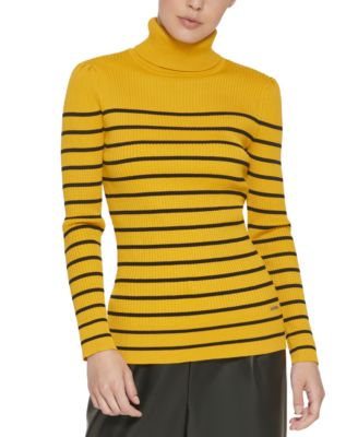 black and yellow striped turtleneck