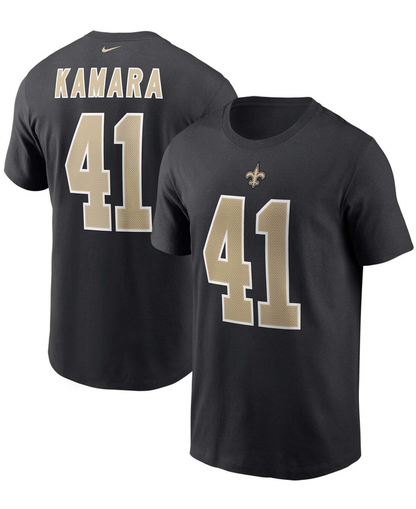 Мужская футболка Nike Alvin Kamara Black New Orleans Saints Name and Number — фото 1