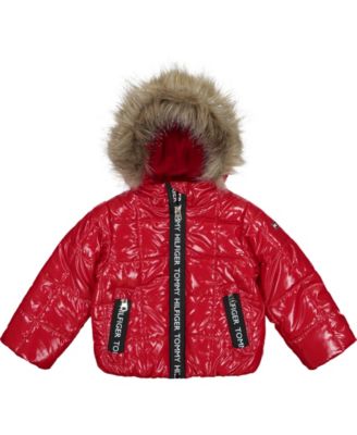 tommy hilfiger high gloss puffer coat