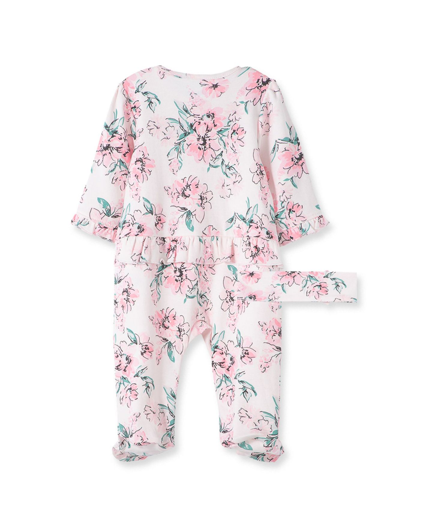 Детский комплект Little Me Dream Floral для девочки: комбинезон и повязка, 2 предмета — фото 5