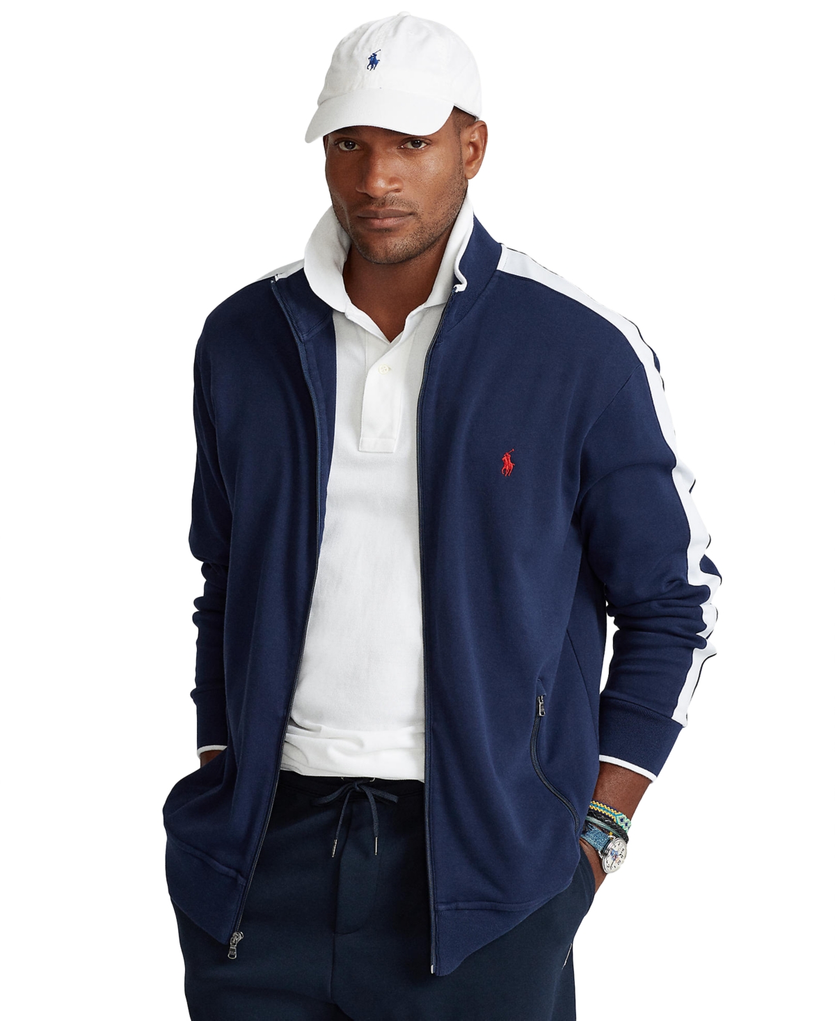 Polo Ralph Lauren Men's Big & Tall Soft Cotton Track Jacket In French Navy