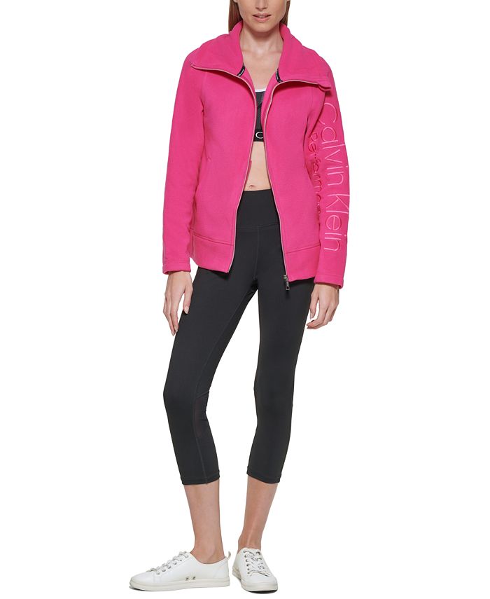 Calvin Klein Women's Mock-Neck Fleece Jacket & Reviews - Activewear - Women  - Macy's
