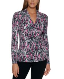 Abstract-Print Side-Ruched Top