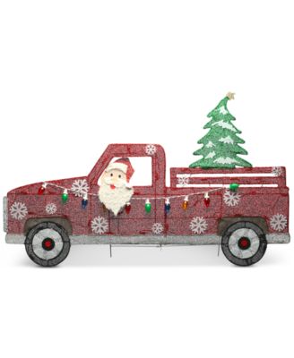 Pre-Lit Santa in Truck with 70 LED Lights, 27"