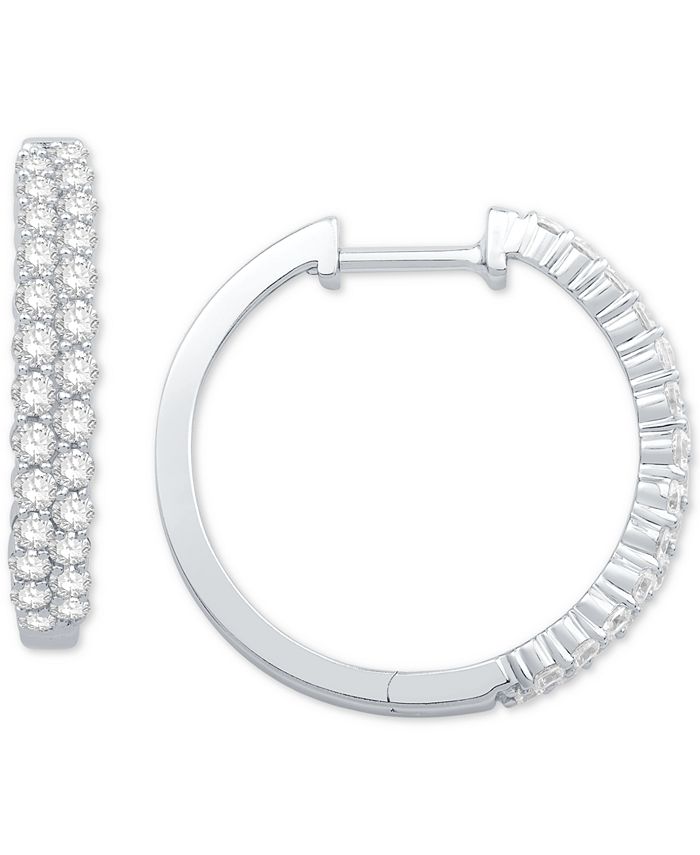 Macy's 14k white cheap gold hoop earrings