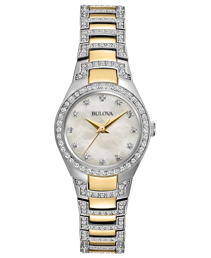 Bulova Women's Crystal Accent Two-Tone Stainless Steel Bracelet Watch ...