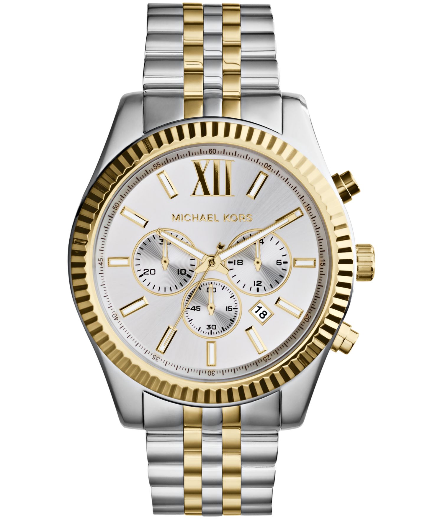Мужские часы Michael Kors Chronograph Lexington Two-Tone Stainless Steel Watch 45mm MK8344 — фото 1