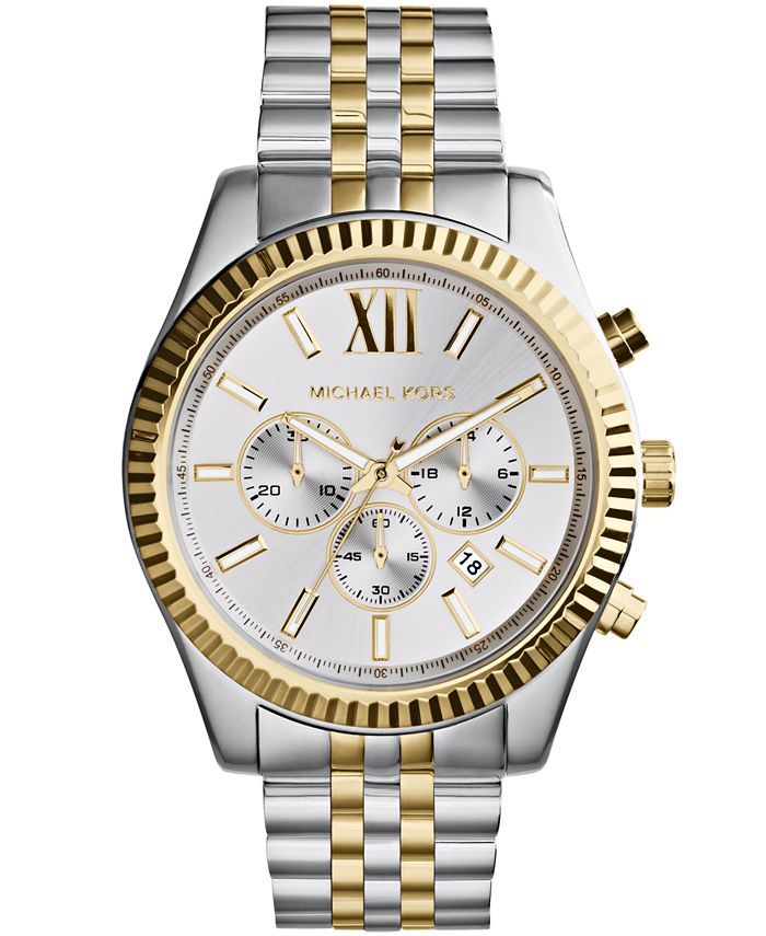 Michael Kors Men's Chronograph Lexington Two-Tone Stainless Steel Watch  45mm MK8344 & Reviews - All Watches - Jewelry & Watches - Macy's