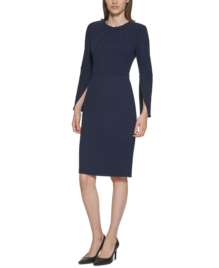 Calvin Klein Split-Sleeve Sheath Dress - Macy's