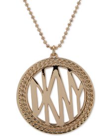 Gold-Tone Rope Edge Logo Long Pendant Necklace, 36" + 3" extender