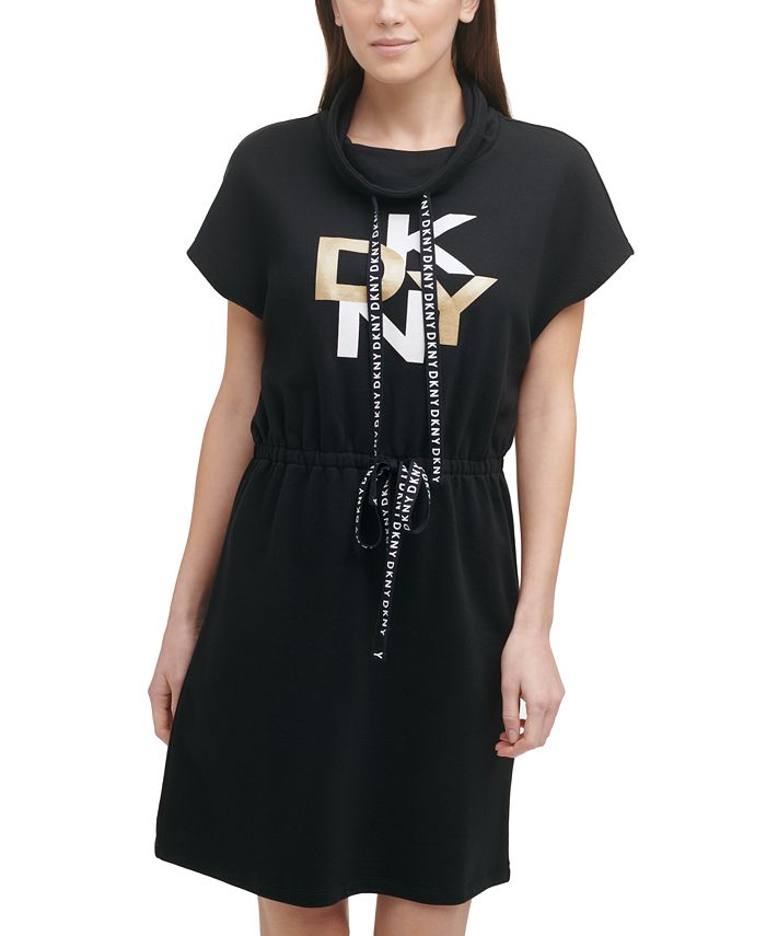 DKNY French Terry Funnel-Neck Dress - Macy's
