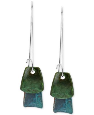 Robert Lee Morris Soho - Silver-Tone Blue and Green Layered Patina Drop Earrings