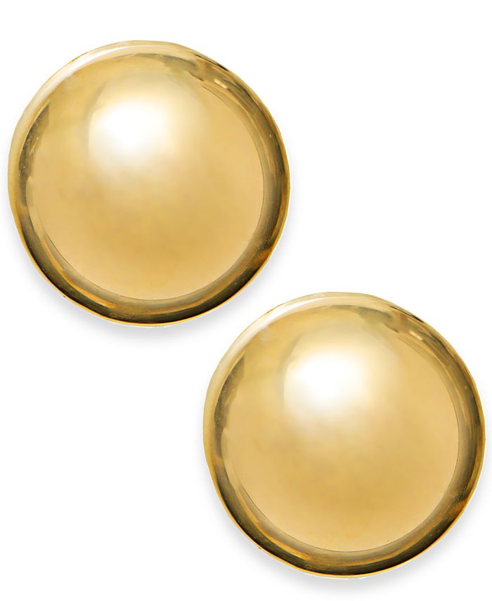 14K Yellow Gold 5 MM Puffed Circle Button Stud Post Earrings MSRP $98 