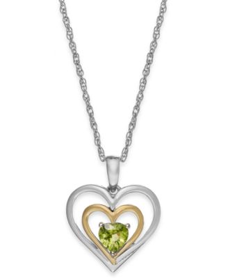 peridot heart necklaces