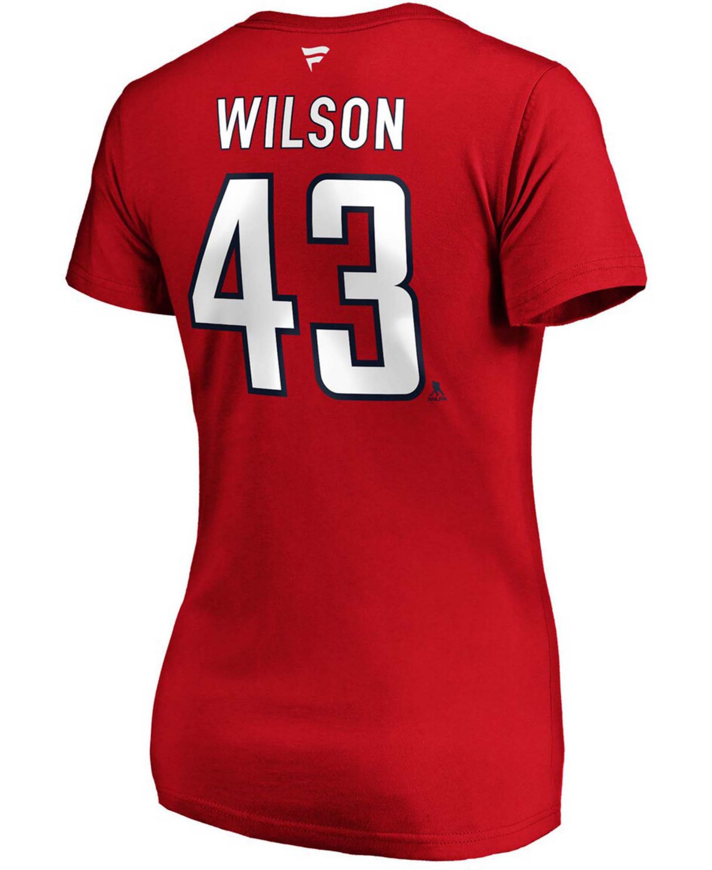 Женская футболка Fanatics Tom Wilson Red Washington Capitals Authentic Stack Name and Number V-Neck — фото 3