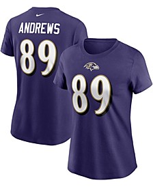 Women's Mark Andrews Purple Baltimore Ravens Name Number T-shirt
