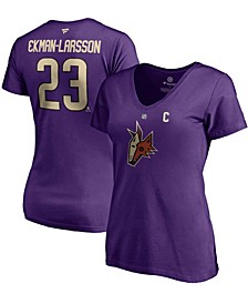 Women's Oliver Ekman-Larsson Purple Arizona Coyotes 2020/21 Special Edition Authentic Stack Name Number V-Neck T-shirt