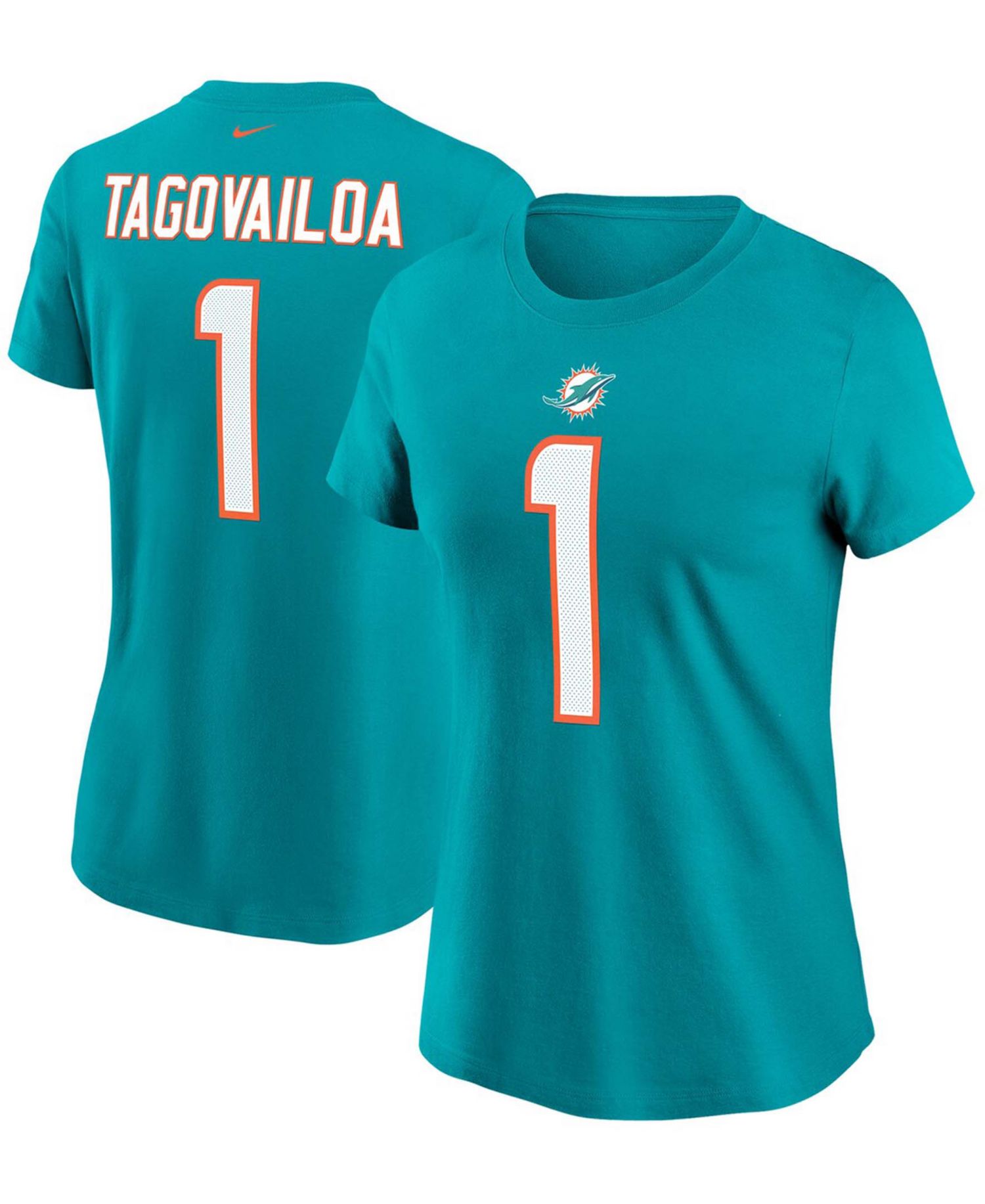 Women's Tua Tagovailoa Aqua Miami Dolphins Name & Number T-shirt