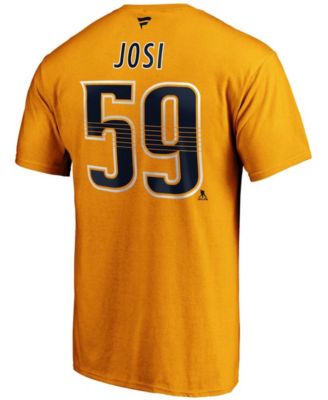 Men's Roman Josi Gold Nashville Predators Authentic Stack Player Name and Number T-shirt