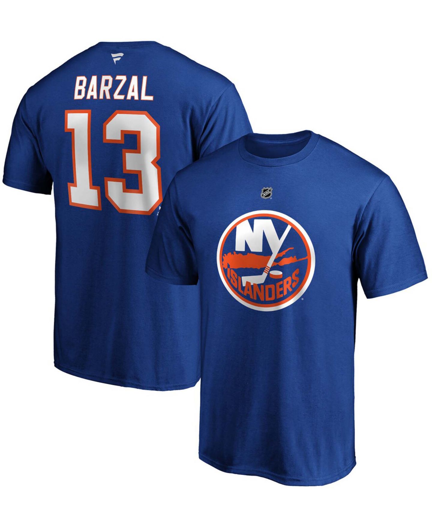 Мужская футболка Fanatics Mathew Barzal Royal New York Islanders Team Authentic Stack Name and Number — фото 1