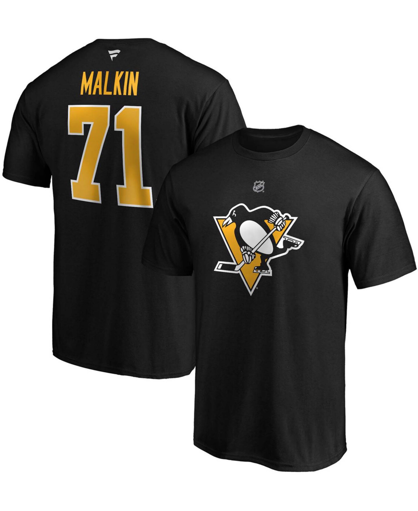 Мужская футболка Fanatics Evgeni Malkin Black Pittsburgh Penguins Team Authentic Stack Name and Number — фото 1