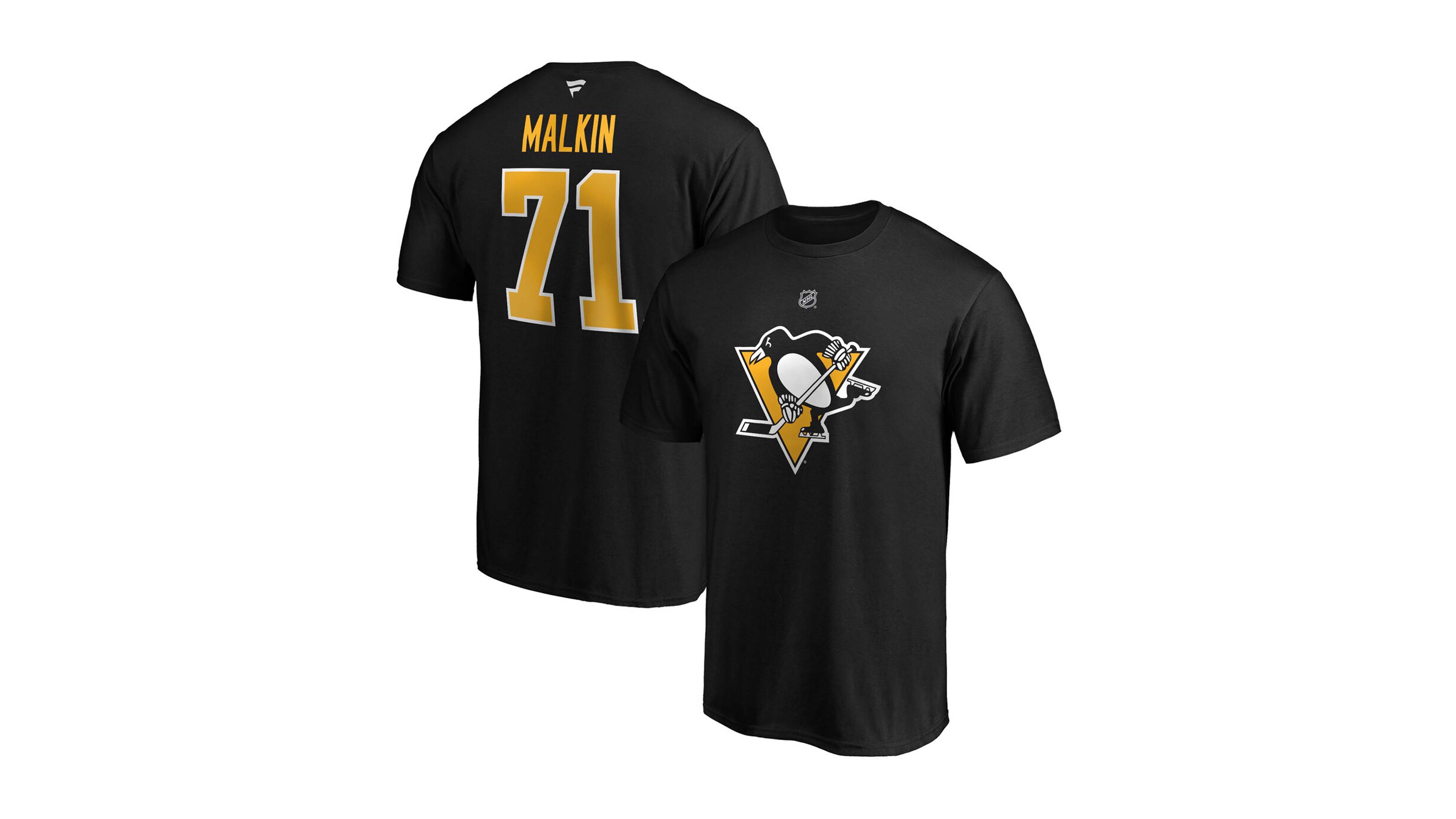 Men's Evgeni Malkin Black Pittsburgh Penguins Team Authentic Stack Name and Number T-shirt
