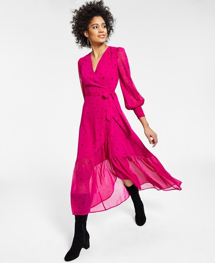 Bar iii printed wrap maxi dress cheap