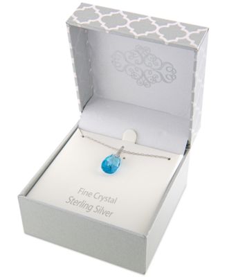 Fine Crystal and Cubic Zirconia 18" Teardrop Pendant in Sterling Silver