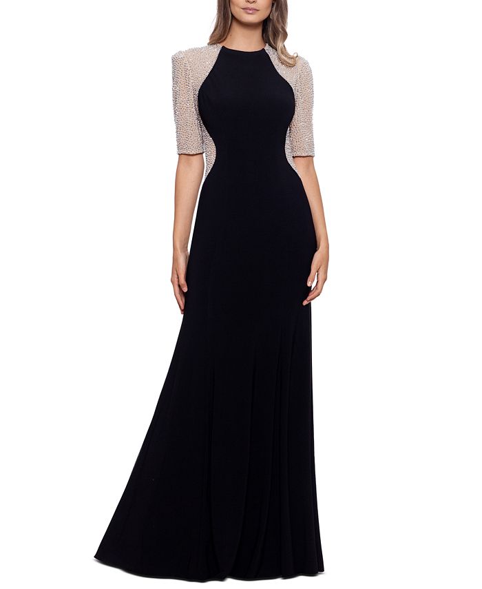 XSCAPE Beaded Colorblocked Gown - Macy's